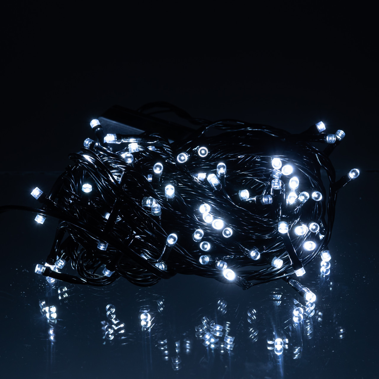 Новорічна гірлянда кімнатна нитка 10 м 120 LED чорний провід Білий W120LED10MBW, фото 1