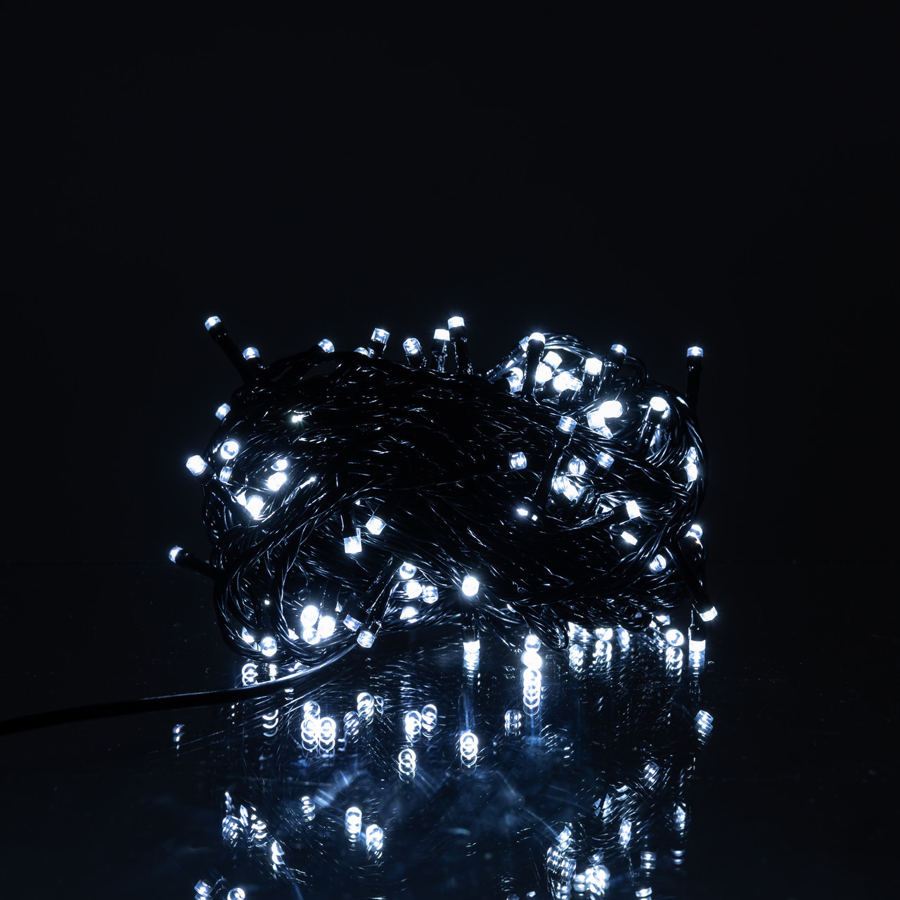 Новорічна гірлянда кімнатна нитка 14 м 160 LED кімнатна гірлянда чорний провід Біле світло W160LED16MBW, фото 1