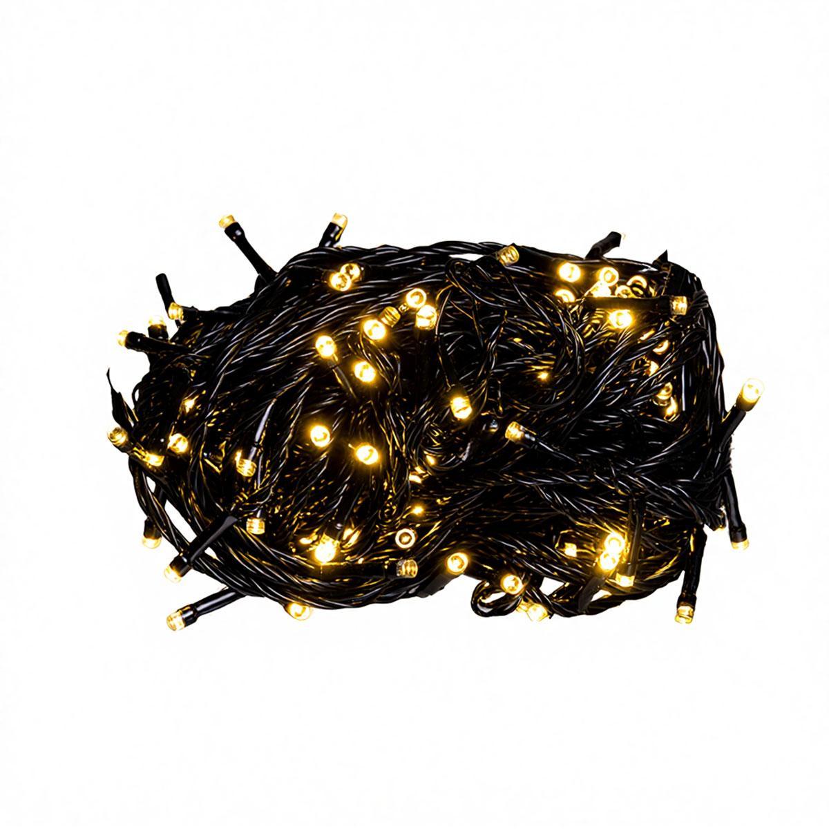 Новорічна гірлянда кімнатна нитка 22 м 220 LED чорний провід Жовтий W220LED22MBY, фото 1