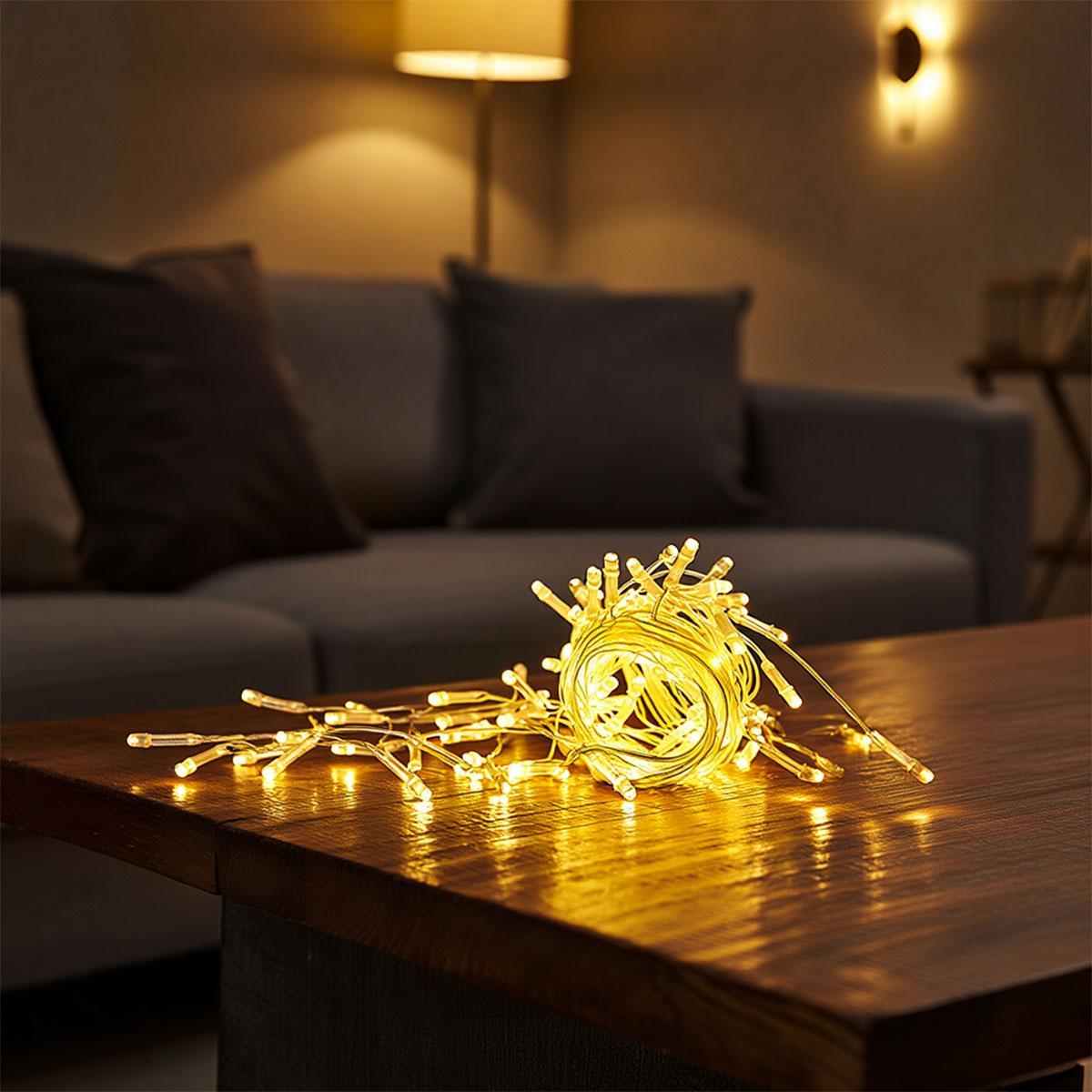 Новорічна гірлянда штора 1,5х1,5 м 64 LED кімнатна гірлянда білий провід Жовте світло ZWM1564LEDY, фото 1