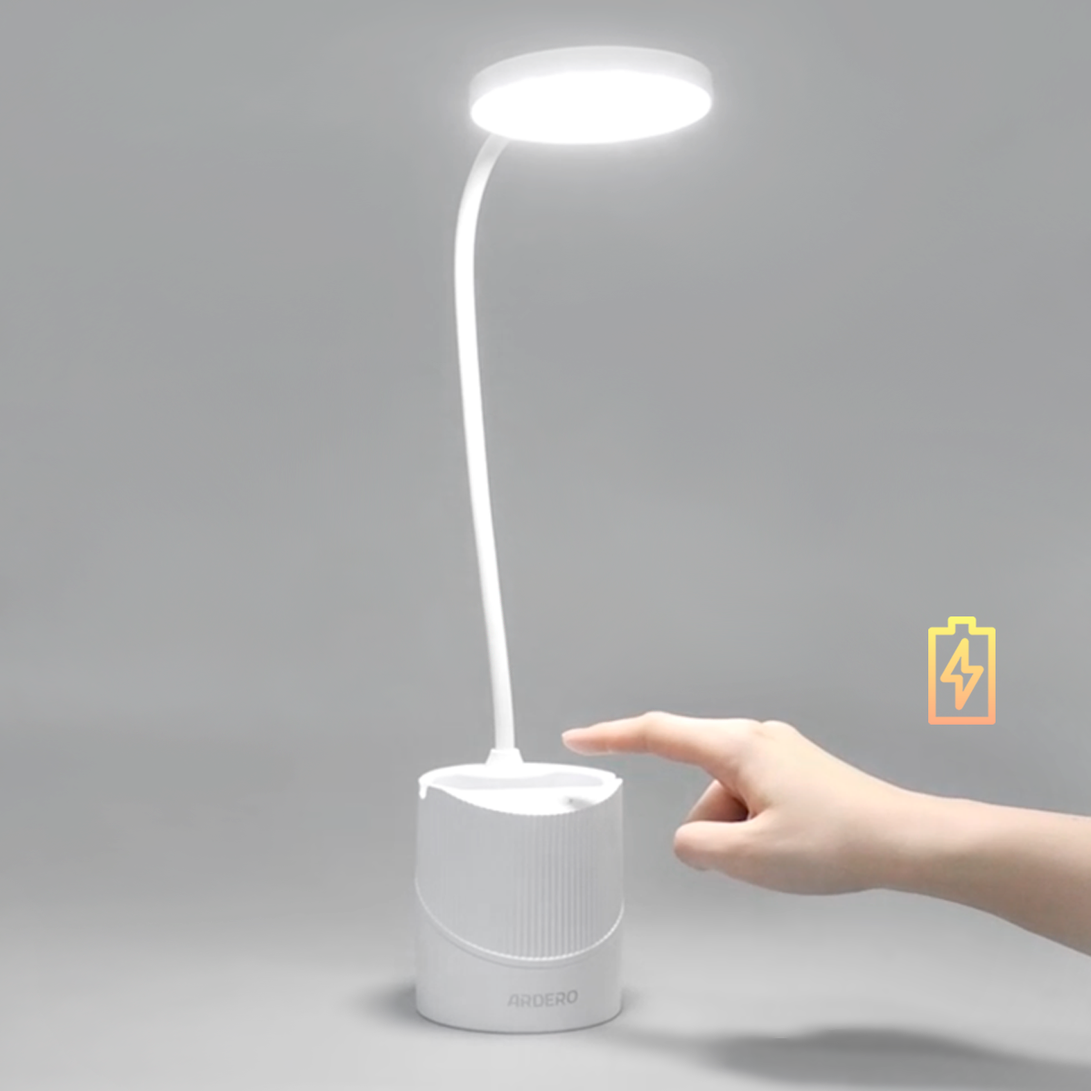 Настільна LED лампа з акумулятором Ardero DE1740 ARD 5Вт 5000K 240Lm 1200mAh Li-Ion біла, фото 1
