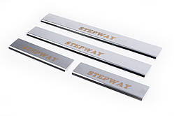 Накладки на пороги Carmos V1 (4 шт, нерж.) для Dacia Sandero 2013-2020 рр