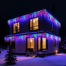 Гірлянда Бахрома вулична 405LED 25м, від мережі, мультиколір, білий провід