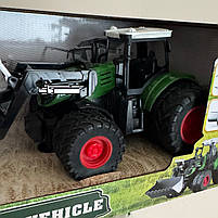Трактор зелений 1:24 гумові колеса ківш рухомі елементи 27*15*12см (99-79 A), фото 5