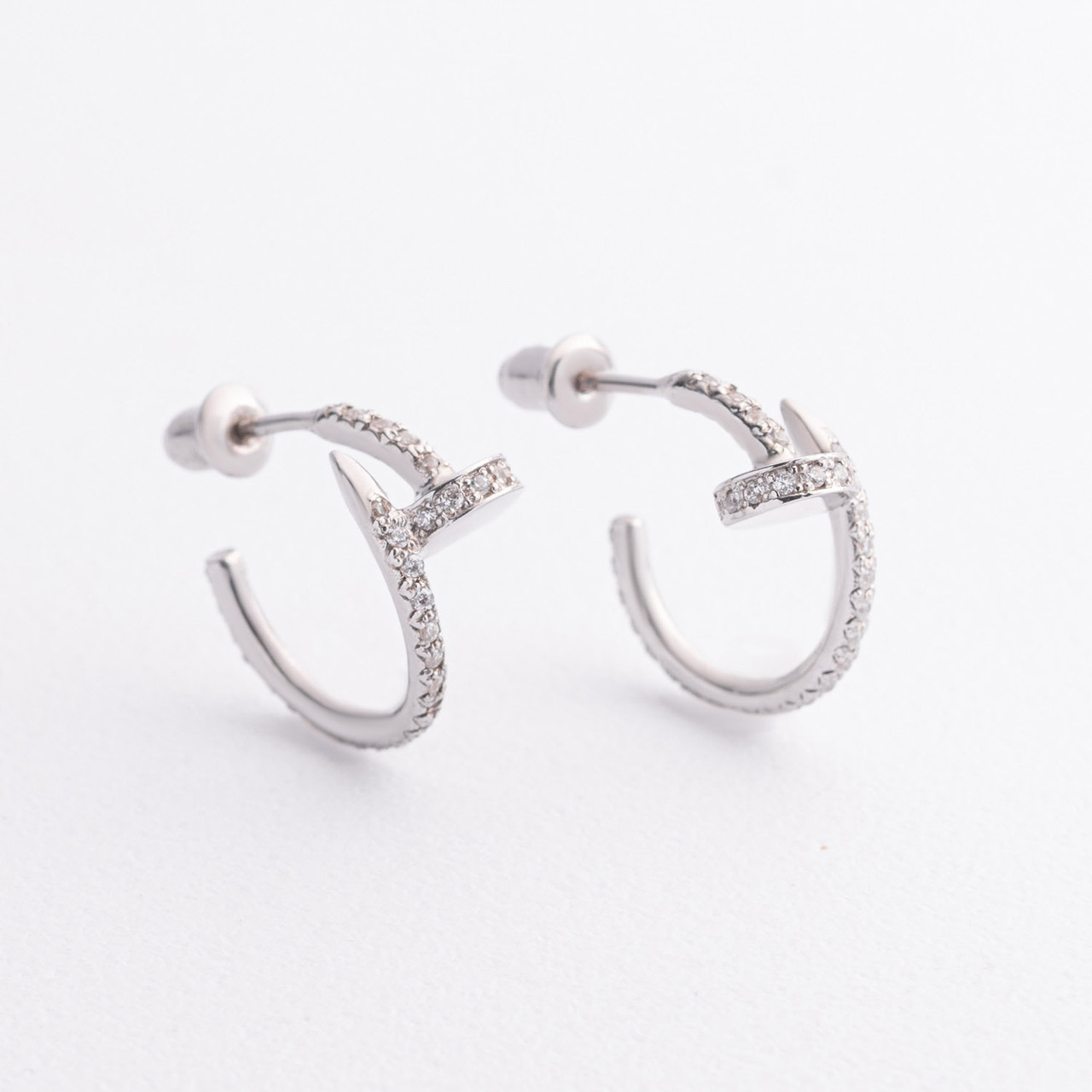 Срібні сережки — пусети "Гвозд" із фіанітами 
1332с