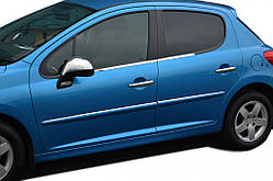 Зовнішня окантовка вікон (4 шт, нерж) для Peugeot 207 2006-2014 рр