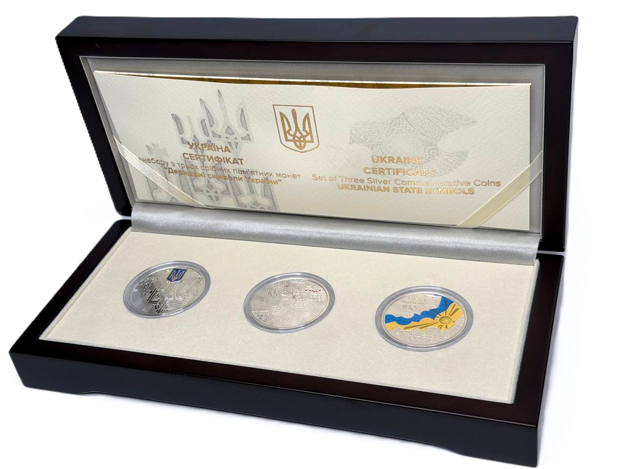 Набір монет Державні символи України Срібло у футлярі, фото 1