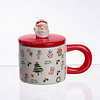 Новорічна порцелянова чашка з кришкою Merry Christmas 350 (мл) CR-1-20