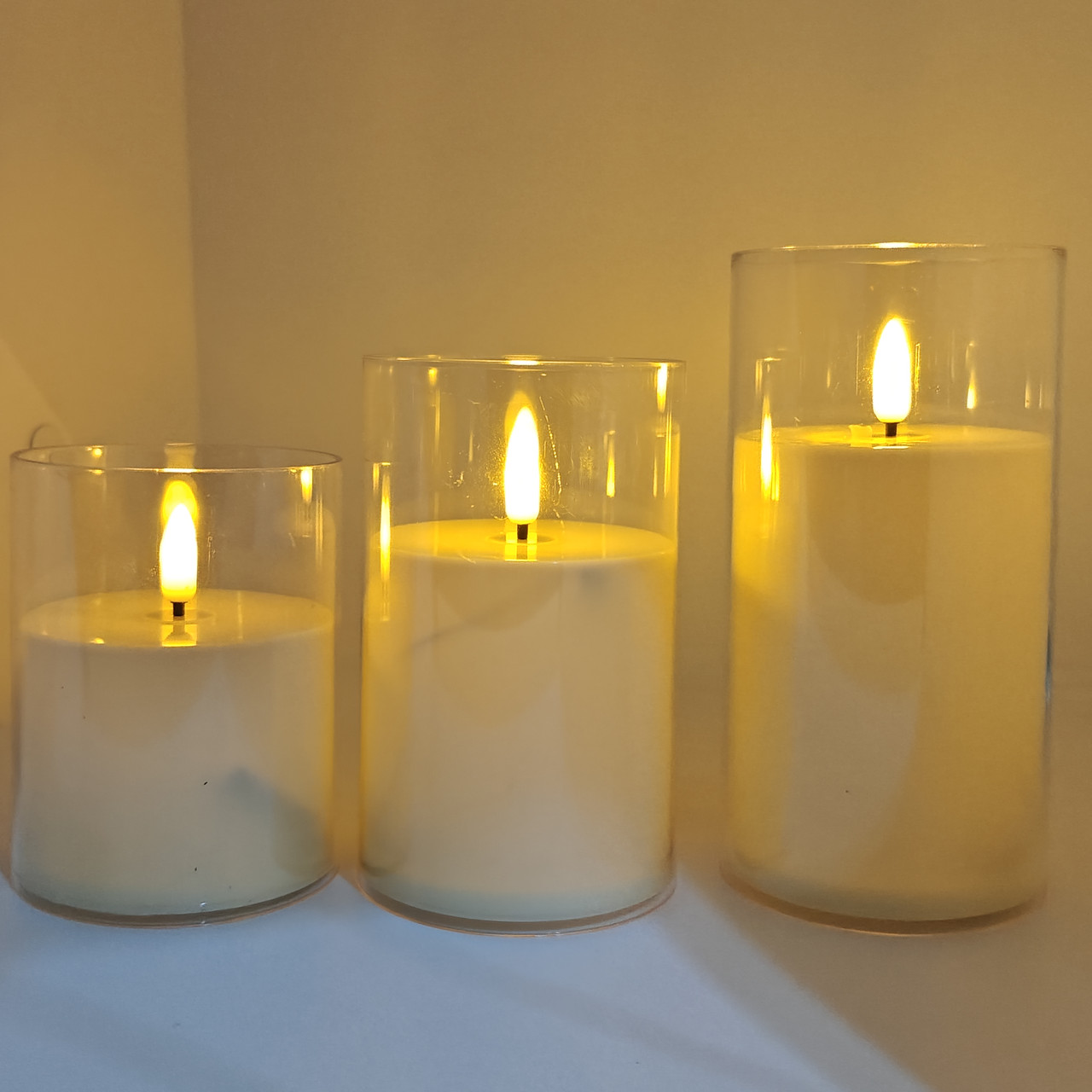 Декоративні свічки на батарейках 3 шт. 10 см, 12,5 см, 15 см набір штучних свічок, фото 1