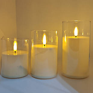 Декоративні свічки на батарейках 3 шт. 10 см, 12,5 см, 15 см набір штучних свічок