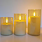 Декоративні свічки на батарейках 3 шт. 10 см, 12,5 см, 15 см набір штучних свічок, фото 6