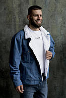 Джинсова куртка чоловіча стильна модна утеплена з міхом SHOP OP