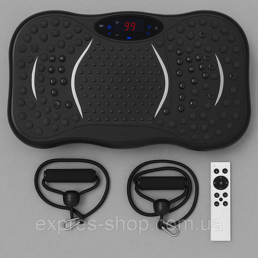 Віброплатформа з 2 еспандерами + пульт, до 150кг / Фітнес платформа для вправ на все тіло, фото 1