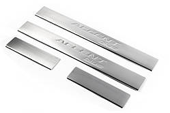 Накладки на пороги OmsaLine Accent Blue (4 шт, нерж) для Hyundai Accent 2011-2017 рр