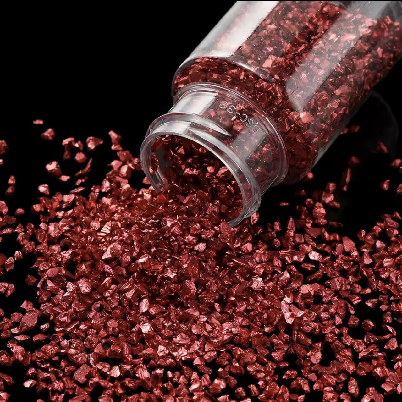 Скляна крихта забарвлений металік колір «Red velvet», червоний оксамит, для декору смоли, фракція 1-3 мм, 30 г