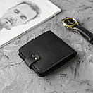 Шкіряний гаманець (портмоне) Comfort Black унісекс Crazy Horse з монетницею, фото 5