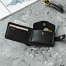 Шкіряний гаманець (портмоне) Comfort Black унісекс Crazy Horse з монетницею, фото 4