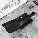 Шкіряний гаманець (портмоне) Comfort Black унісекс Crazy Horse з монетницею, фото 3