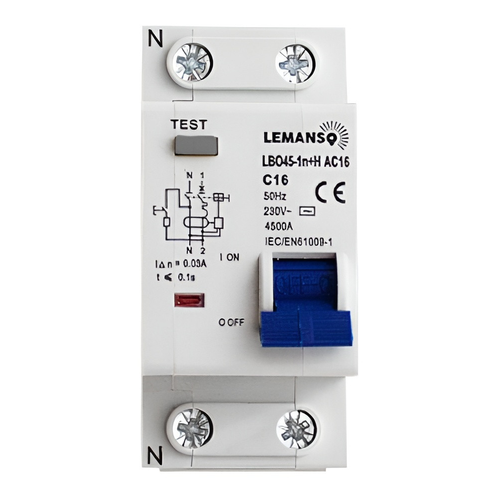 Диф. автомат Lemanso 4.5KA 1п+н 25 A 30mA RCBO LBO45