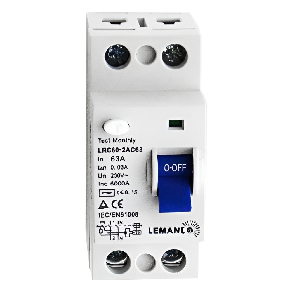 Диф.реле Lemanso 2п 63A 30mA RCCB LRC60 (ПЗВ)