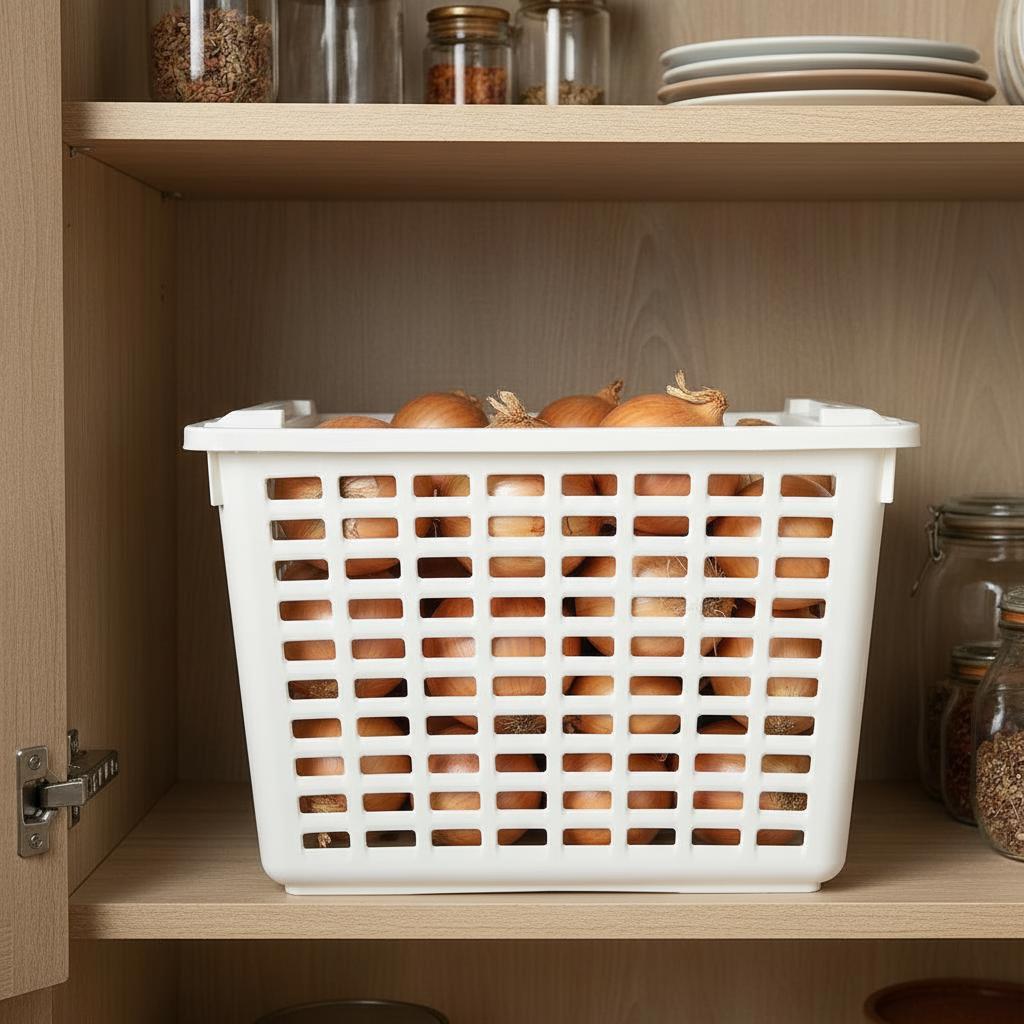 Пластикова корзина для овочів 20 л штабельована біла