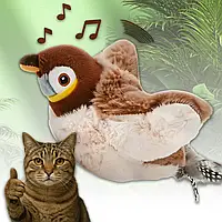 Інтерактивна іграшка для котів і собак "Летюча пташка" USB-акумулятор Рухомі крила Звук та котяча м'ята