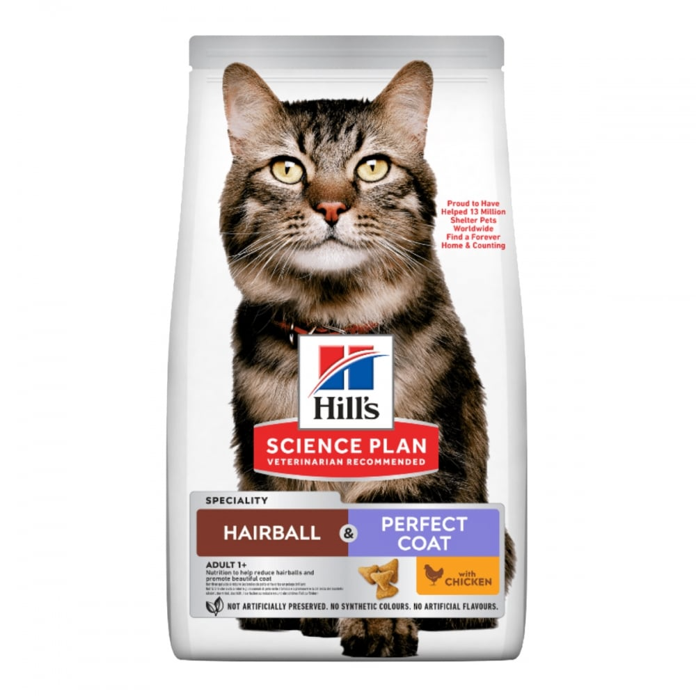 Сухий корм Hill's SP Hairball & Perfect Coat Adult Cat для виведення шерсті котів з куркою, 1,5 кг, фото 1