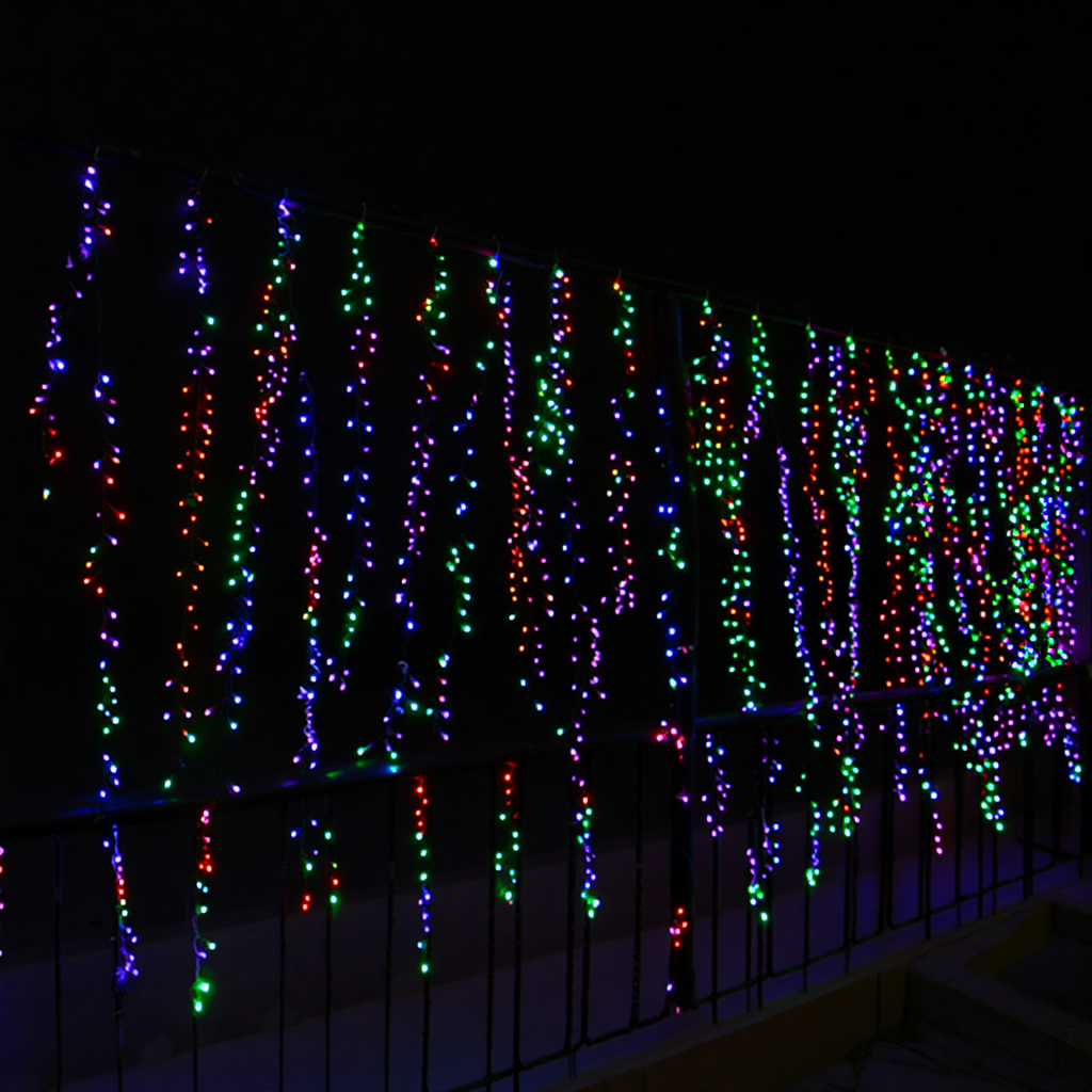 Новорічна гірлянда вулична Бахрома 36 м 600 LED чорний провід Мультиколор 36МBML, фото 1