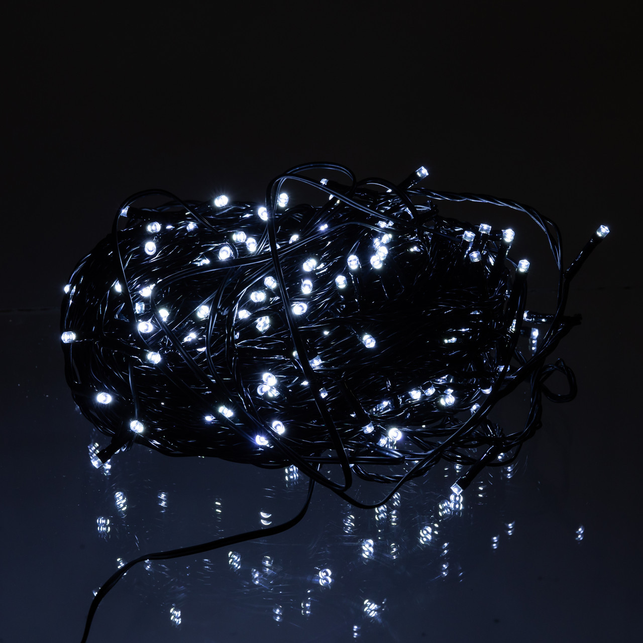 Новорічна гірлянда вулична 30 м 300 LED з сонячною батареєю чорний провід Білий SB300L30MBW, фото 1