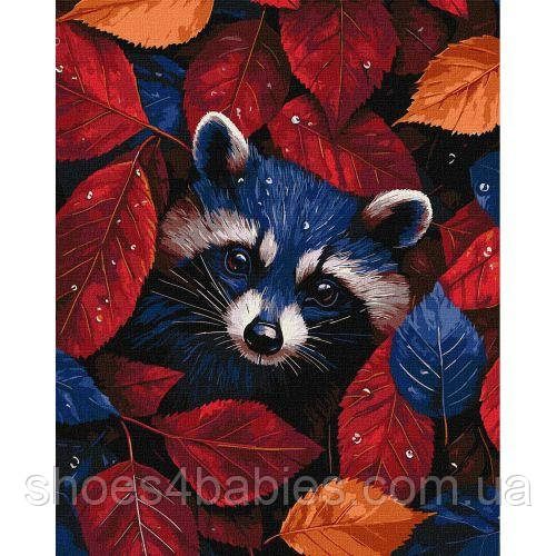Картина по номерам "Осенний енот" 40х50 см