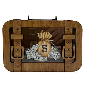 Дерев'яна скарбничка валіза "Долар" Vladico 3240-15-003 розмір 24х17 см, Toyman