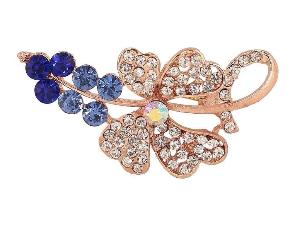 Брошка «Квітка з синіми стразами» 295190 ТМ XUPING, фото 1