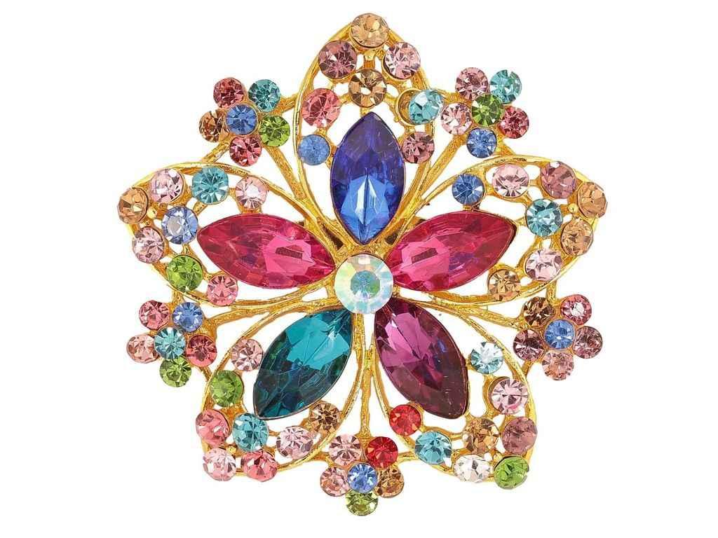 Брошка «Квіточка з різнокольоровими стразами» 295310 ТМ XUPING, фото 1