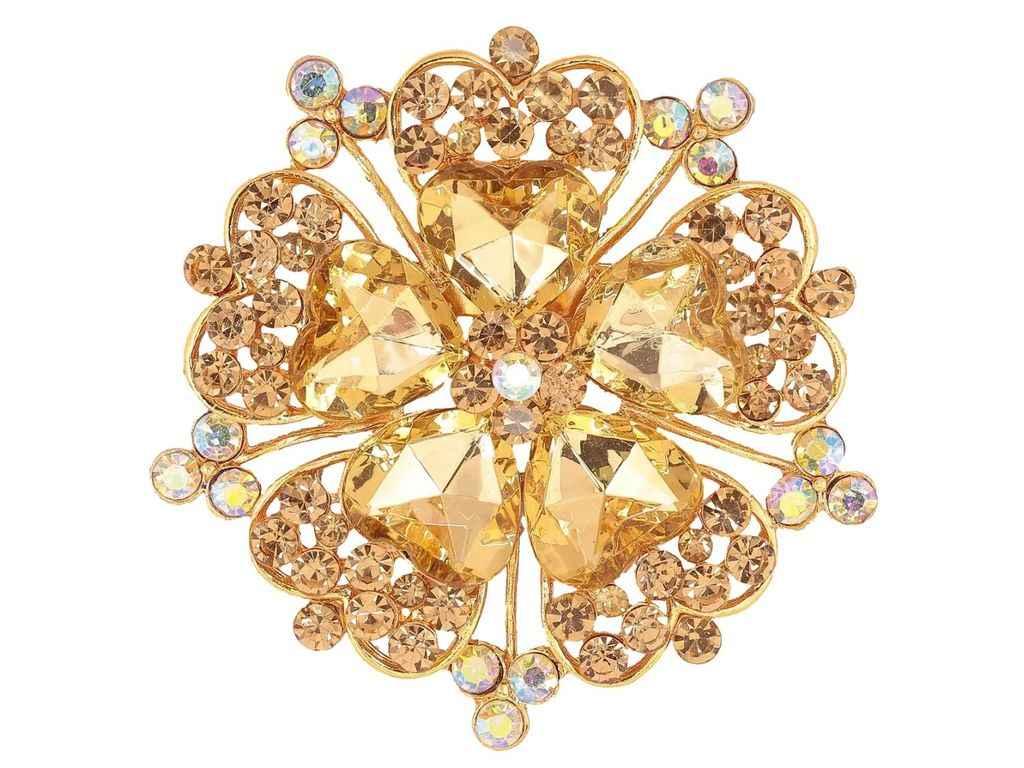 Брошка «Квіточка із золотистими стразами» 295316 ТМ XUPING, фото 1