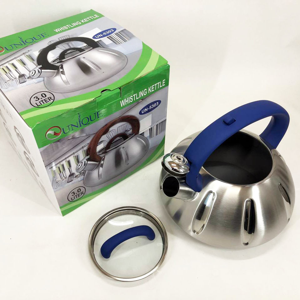 Чайник зі свистком з важким дном Unique UN-5303 3 л, Чайник газовий 3 літри з одинарним дном UI-12, фото 1