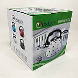 Елегантний чайник з нержавіючої сталі зі свистком, Чайник з одинарним дном Якісний металевий QA-76, фото 5