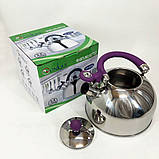 Звичайний чайник на газову плиту Unique, Чайник зі свистком для електроплити Кухонний газовий NM-26, фото 4