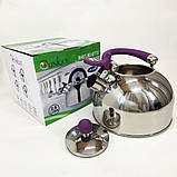 Звичайний чайник на газову плиту Unique, Чайник зі свистком для електроплити Кухонний газовий NM-26, фото 8