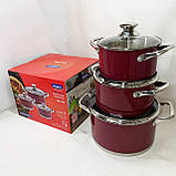 Набір каструль з нержавіючої сталі, Гарний набір каструль з антипригарним покриттям UR-79, фото 3