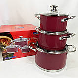 Набір каструль з нержавіючої сталі, Гарний набір каструль з антипригарним покриттям UR-79, фото 8