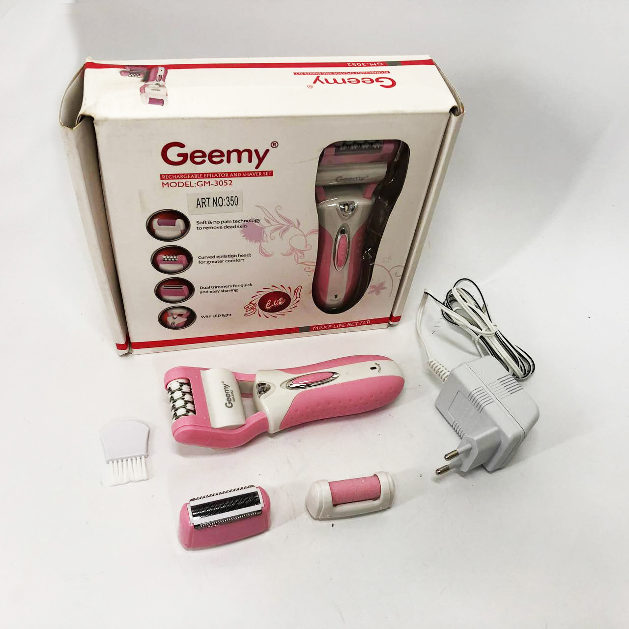 Жіночий акумуляторний бездротовий епілятор 5 в 1 Gemei GM-3052, Епілятор для різних частин тіла UR-51, фото 1
