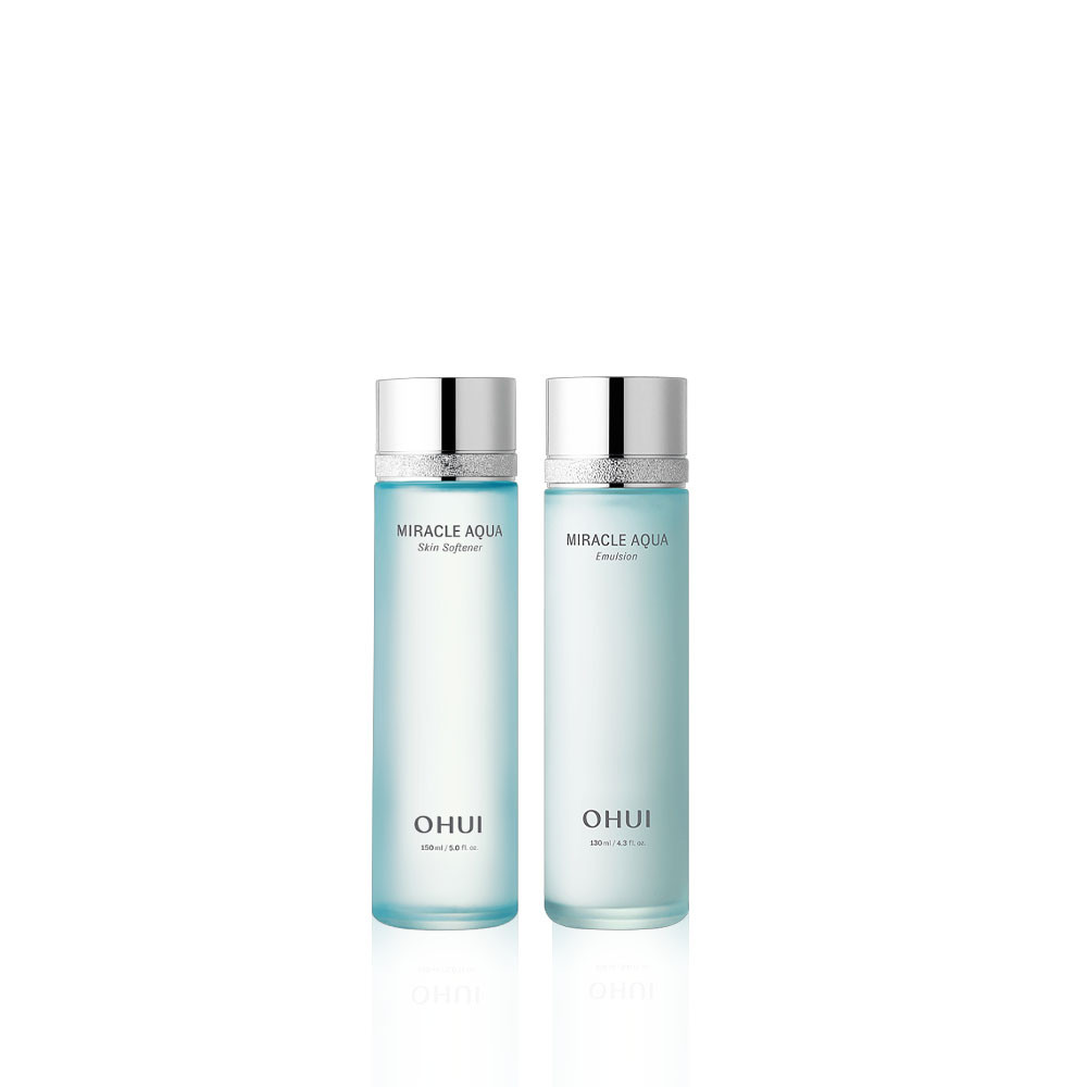 O HUI Miracle Aqua Skin Softener & Emulsion — інтенсивне зволоження та сяйво шкіри 20 мл + 20 мл, фото 1