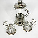 Френч-прес для заварювання трав, Френч-прес з ручкою, Френчпрес для кави Елегантний прес чаю QY-82, фото 6