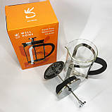 Френч-прес з якісного матеріалу Well Done WD-8018B 800 мл, Стильний чайник для заварювання BG-32, фото 3