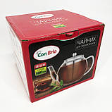 Заварник прозорий Con, Оригінальний заварник для чаю, Заварний чайник скляний з ручкою RC-33, фото 2