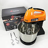Побутовий міксер з віночками Domotec, Міксер ручний 7 швидкостей стаціонарний з чашею 3 літри ZG-15, фото 4