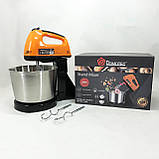 Побутовий міксер з віночками Domotec, Міксер ручний 7 швидкостей стаціонарний з чашею 3 літри ZG-15, фото 9