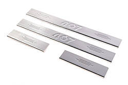 Накладки на пороги (Carmos V2, 4 шт, нерж) для Peugeot 407 2004-2011 рр