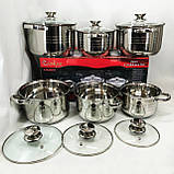 Набір високих каструль UNIQUE UN-5035, Набір каструль з антипригарним покриттям Якісний RF-33, фото 6