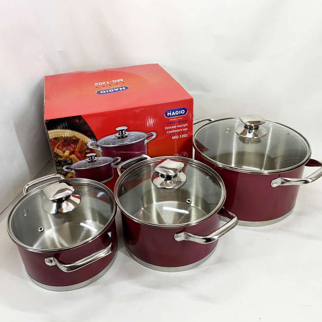 Набір каструль з нержавіючої сталі, Гарний набір каструль з антипригарним покриттям UR-79, фото 1